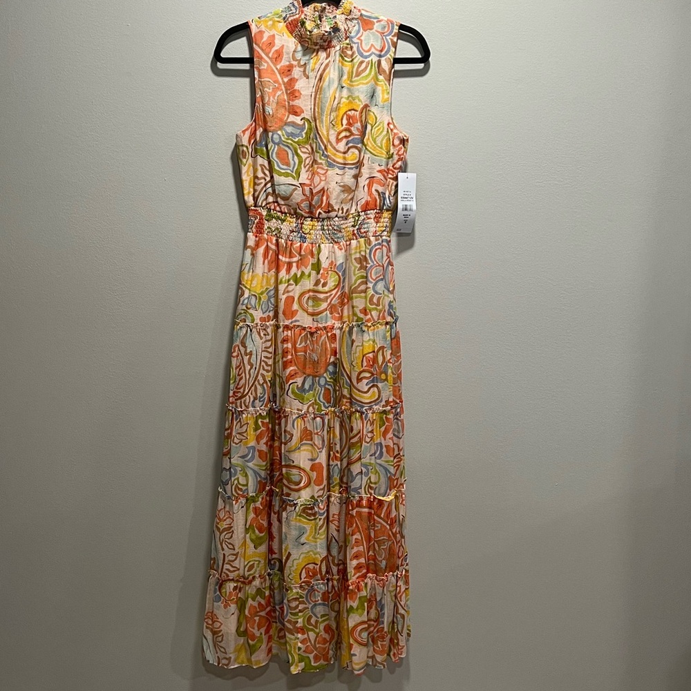 MSK Women Sleeveless Paisley Maxi Dress Small
